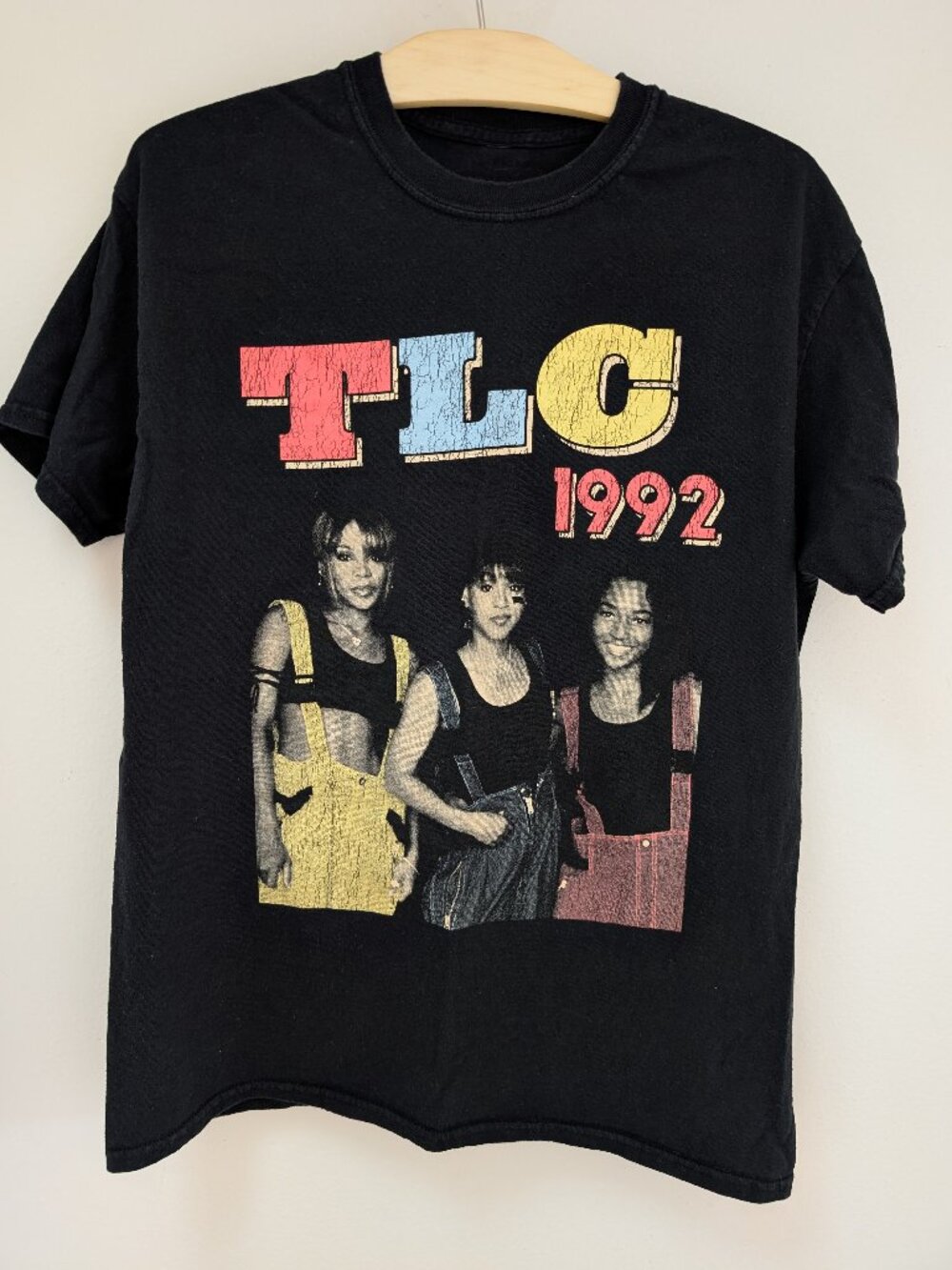 TLC Colorful Faux Distressed Imprinted Tee Shirt - Size SM/MD